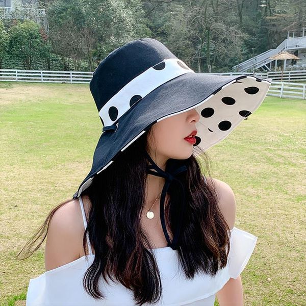 

spring summer hats for women sun protection casual korean bucket hat female wide large brim outdoor travel fashion foldable, Blue;gray