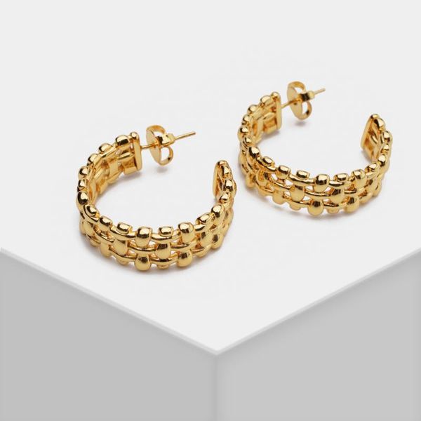 

hoop & huggie k18 amorita boutique metal woven earrings for party jewelry girl gift geometric, Golden;silver