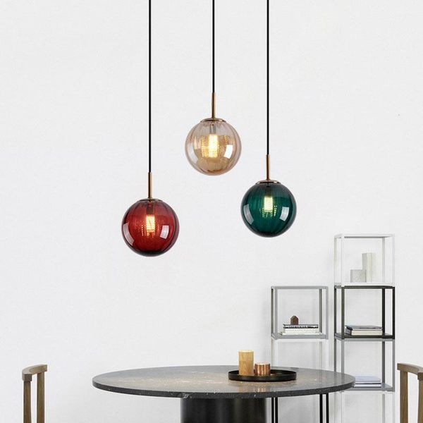 

nordic stained glass pendant lights modern led lamp bedroom living room light fixtures kitchen hanging lamps home decor