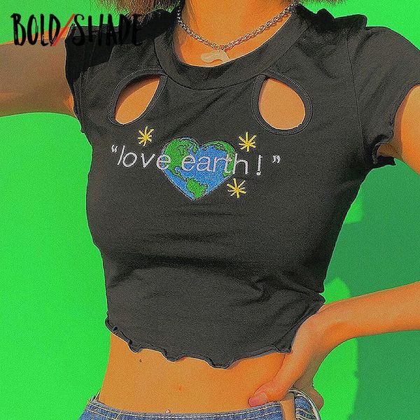 

women's t-shirt bold shade 90s casual women black tee shirts letter embroidery backless skinny indie street style cropped 2021, White