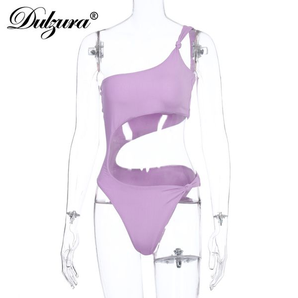 

hollow out women bodysuit one shoulder knot bodycon swimwear 2021 summer clothes beach streetwear body party club, Black;white