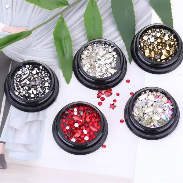 

nail art decorations fashion micro drill mixed black boxed broken diamond crystal sand flash york storm for uv resin epoxy mold decoration, Silver;gold