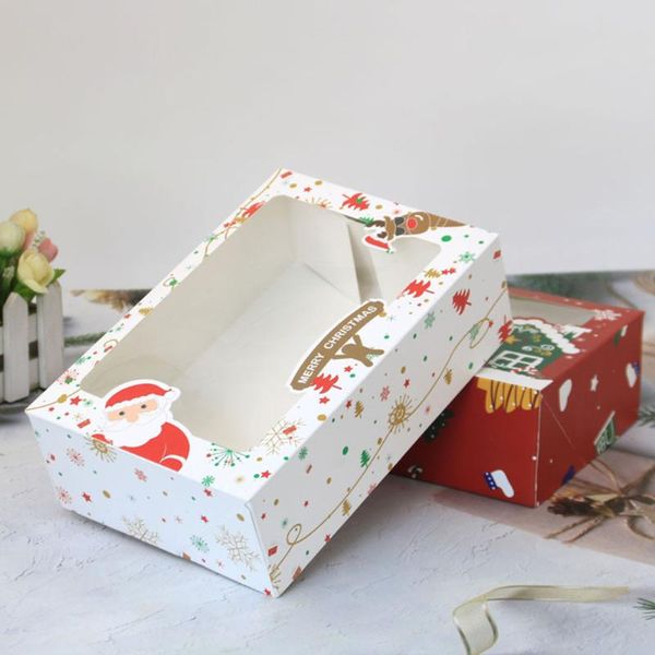 

gift wrap christmas paper boxes with clear window muffin packaging 4/8/12pcs year colorful small gifts packagings boxs