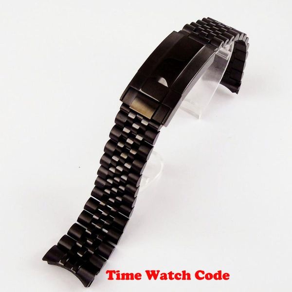 

watch bands 20mm width pvd coated wristwatch strap band parts fully black fit for lug jubilee style bracelet, Black;brown