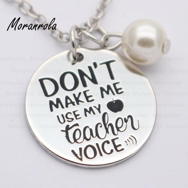 

pendant necklaces arried "don't make me use my teacher voice"copper necklace &keychain,charm,teacher graduation gift back to, Silver