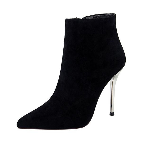 

boots spring and autumn fashion simple stiletto high-heeled suede pointed nightclub slim female short, Black