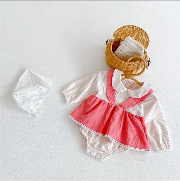 

rompers 2021 girls boys patchwork romper cotton autumn fashion babys jumpsuit 6-24 month yu876, Blue