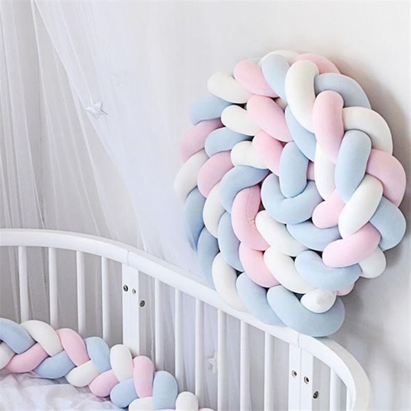 

bedding sets 3.6m baby bed bumper born crib 4 braided knot hypoallergenic filling super soft protector infant