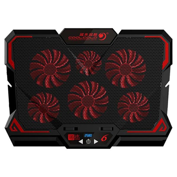 

17inch gaming lapcooler six fan led screen two usb port 2600rpm cooling pad notebook stand for pads