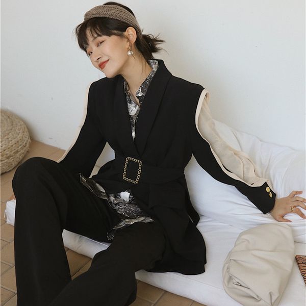 

women's blazers and jackets fashion sleeve lady in black female blazer, White;black