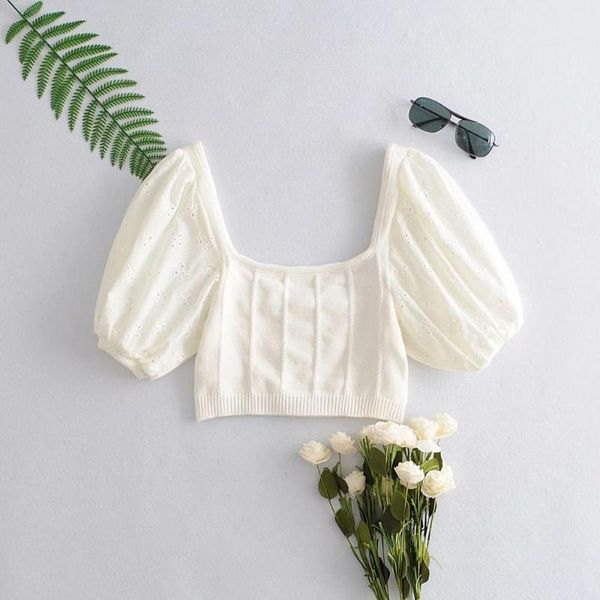 

spring women's white embroidery patchwork square collar short sleeve knitted sweater basic style female jersey sweaters, White;black