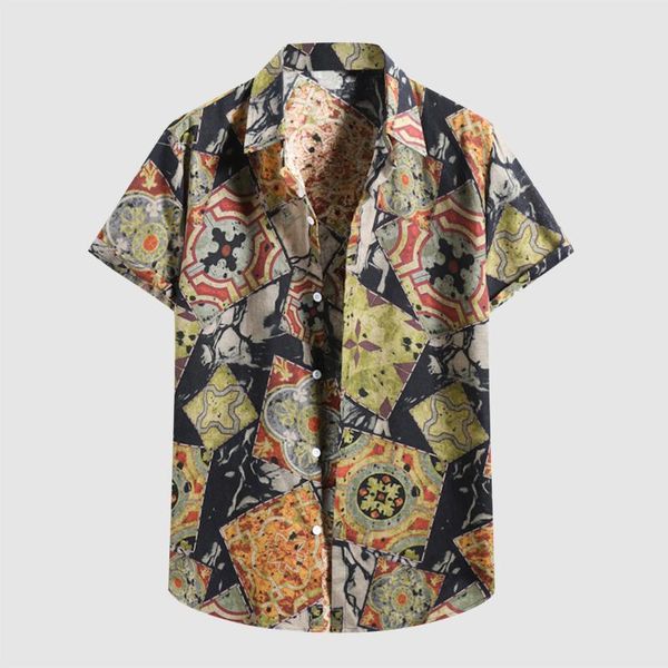 

men's casual shirts men summer shirt beach style green leaves printed hawaiian short sleeve turn down collar blouses camisa homme, White;black