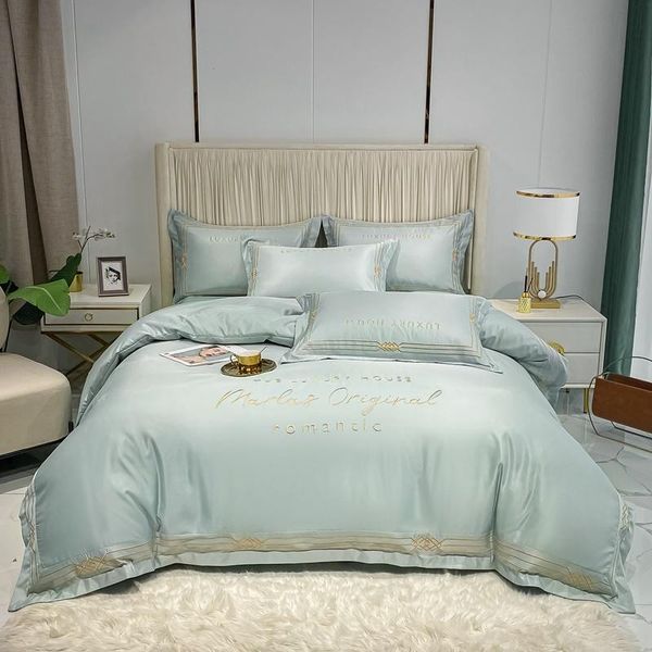 

bedding sets michiko light luxury set large embroidery ice silk four piece