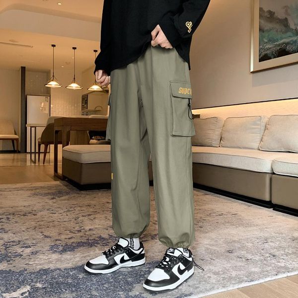 

men's pants glacialwhale men harem 2021 casual baggy harajuku hiphop joggers japanese streetwear trousers male cargo for, Black