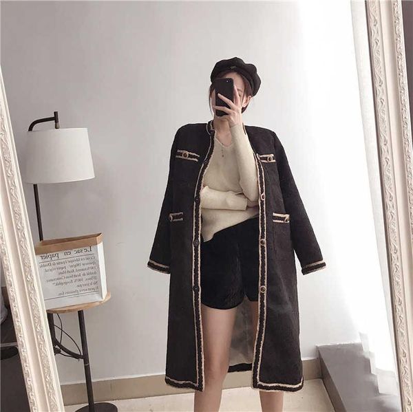

women's wool & blends autumn 2021 elegant tweed coat, Black
