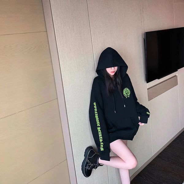 

chrome/heartslimited 21 years of ~ ch crosin fluorescent green luminous sanskrit hoodie[finished on may 18] o15b, Black