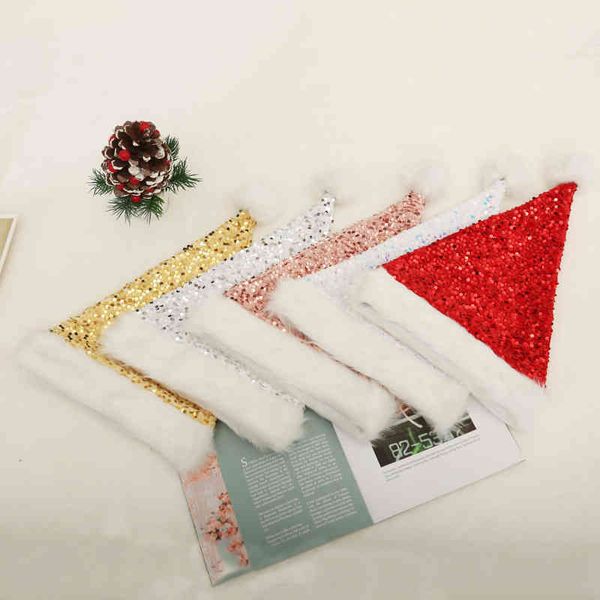 

qiaoding new decorative products high-grade sequin plush edge christmas hat party dress up