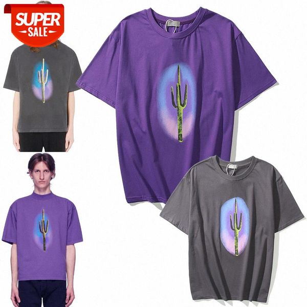 

t-shirt hip-hop kanye starry sky cactus print short-sleeved for men and women couples #oo0p, White;black