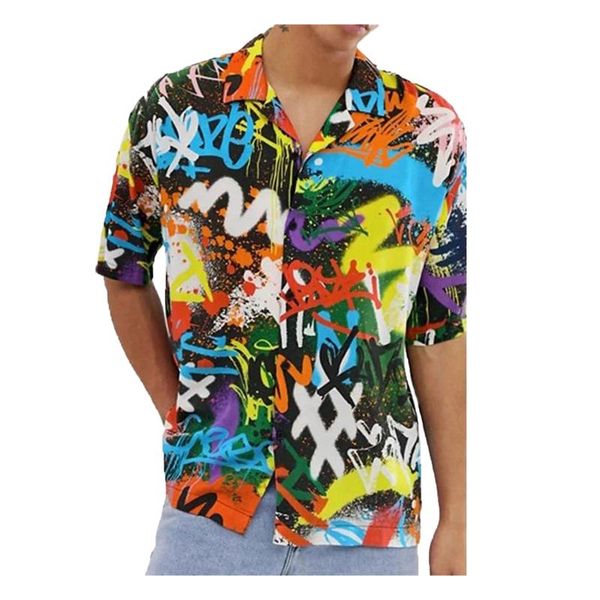 

mens ethnic short sleeve casual cotton linen printing hawaiian shirt blouse couple loose fit hawaii vintage camisa hombre men's shirts, White;black