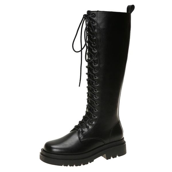 

dress shoes boots with square head and thick soles in winter 2021, Black