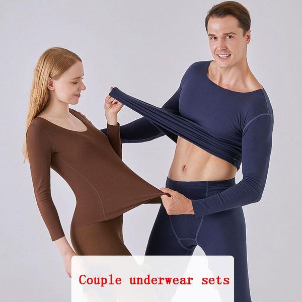 

jogging clothing double-sides velvet underwear men and women seamless warm sets autumn winter stretch bottom shirt couple, Black;red