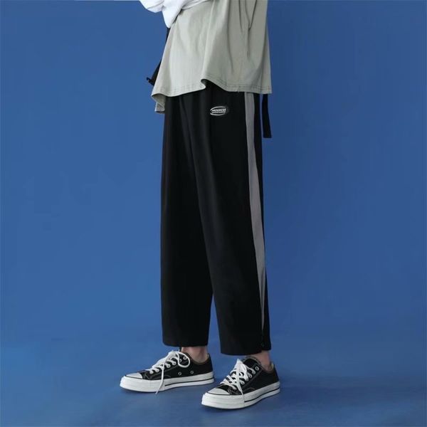 

sports pants men's spring and summer thin korean fashion straight loose quarter casual, White;black