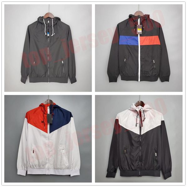 

new 21 22 men long sleeve soccer full zipper hooded jacket windbreaker 2021 2022 sergio ramos psgs mbappe hoodie football jackets coat sweat, Black