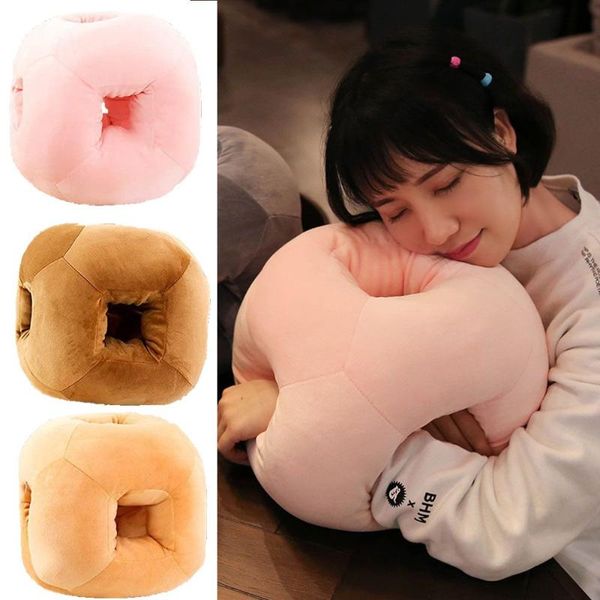 

pillow gift school with hand warmer for office sleeping neck hole design cube