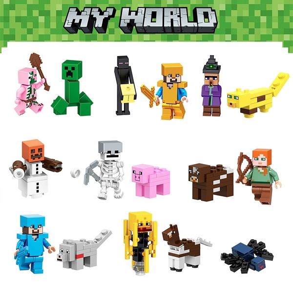 

my world compatible with lego 16 dolls coolie is afraid of steve sword toys