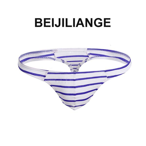 

thong fashion men's stripe gay underwear youth low waist cotton, Black;white