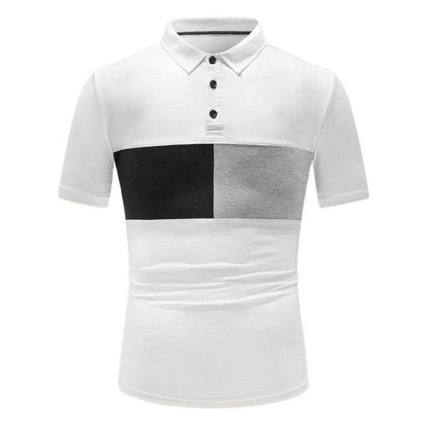 

men's polos clothing summer style large size color matching short-sleeved shirt comfortable casual fashion pure cotton, White;black
