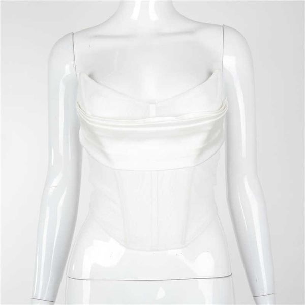 

cryptographic strapless boned corset crop women club party backless white mesh see through bustier cropped fashion, Black;white
