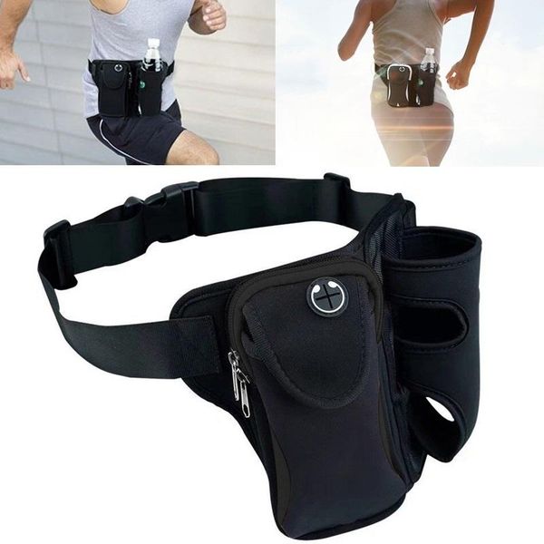 

outdoor bags multi-functional running sports water bottle waist bag(black)