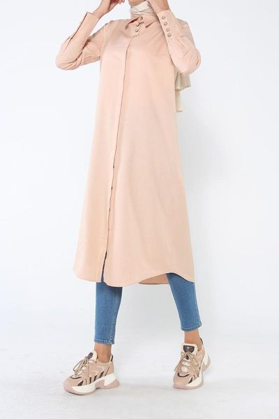 

high cuffed shirt tunic powder purple color, Red