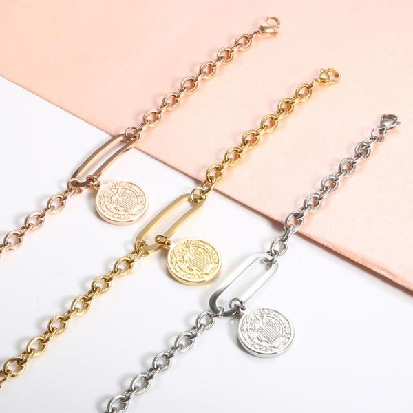 

gold color charm chain bracelets for girls boys stainless steel alloy friendship bracelet fashion jewelry gift christmas link,, Black