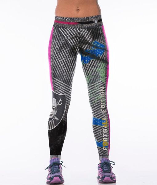 

women's leggings gothic punk 3d barbed wire footballs team printed legging para academia mulheres sportswear women slim polyester/spand, Black