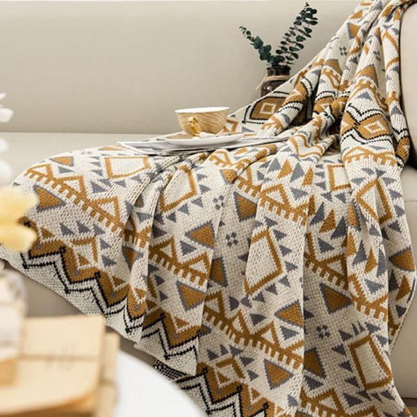 

blankets knitted blanket nordic sofa throw with tassel geometric print decorative bed washable cover bedspread
