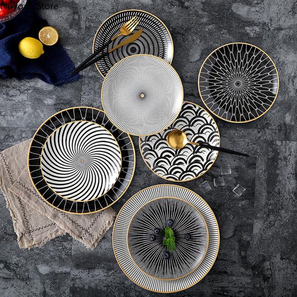 

nordic ceramic geometric display plate serving 10 inch round salad dessert western steak kitchen tableware dishes & plates