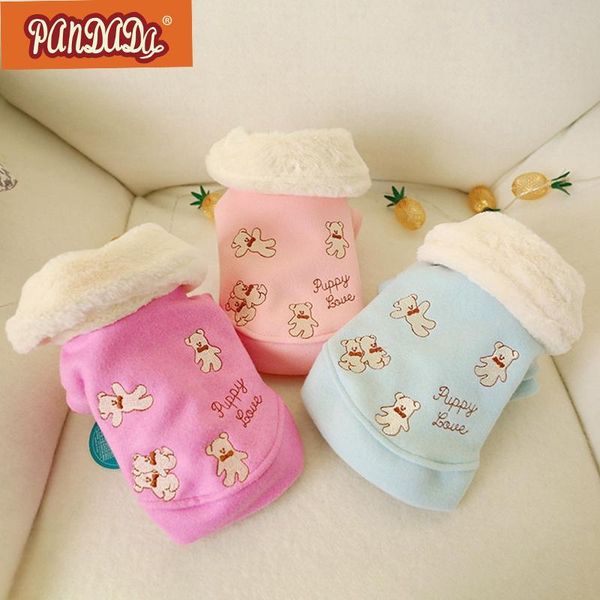 

dog apparel pet coat autumn winter warm bear white fluffy collar thickening lapel clothes xs-xl
