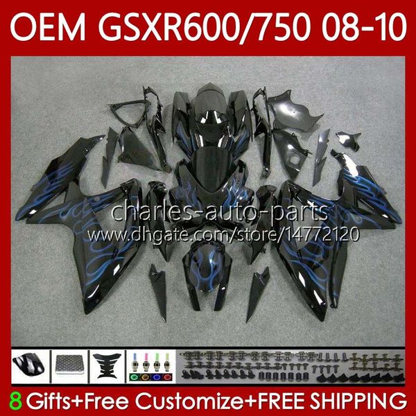 Spritzgussform für Suzuki GSXR600 K8 GSX-R750 GSXR-600 GSXR-750 GSXR750 Karosserie 88No.195 GSX-R600 2008 2009 2010 GSXR 600 750 CC 600CC 750CC Blaue Flammen 08 09 10 Verkleidung