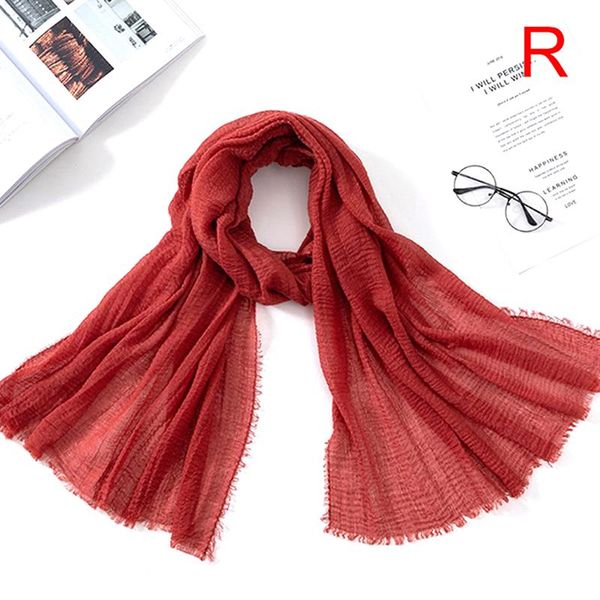 

1pcs women long scarf wrap scarves vintage cotton linen large shawl hijab elegant solid, Blue;gray