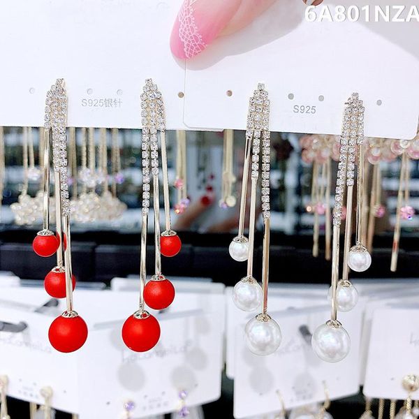 

dangle & chandelier 2021 arrival dominated fashion long metal tassel drop earrings korean joker sweet lovely heart elegant women, Silver
