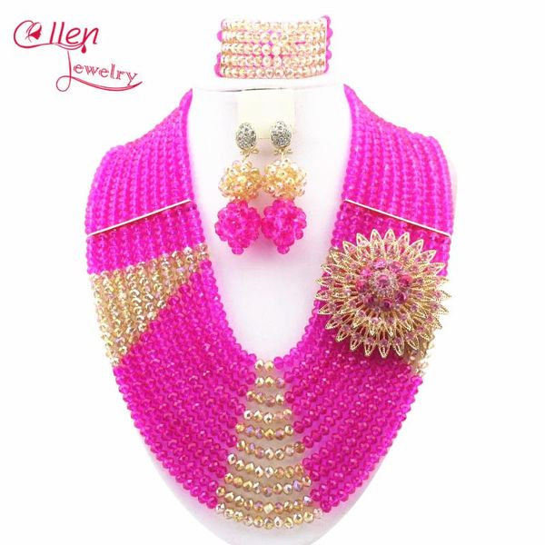 

earrings & necklace 2021 est african nigerian wedding bridal beads jewelry set style crystal beaded women w10040, Silver