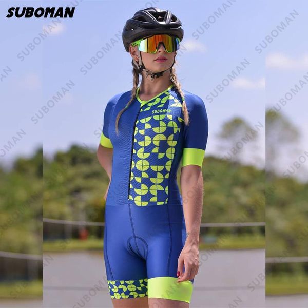 

racing sets 2021 suboman women's triathlon mountain bicycle motocross jumpsuit breathable conjoined suit macaquinho ciclismo feminino, Black;blue