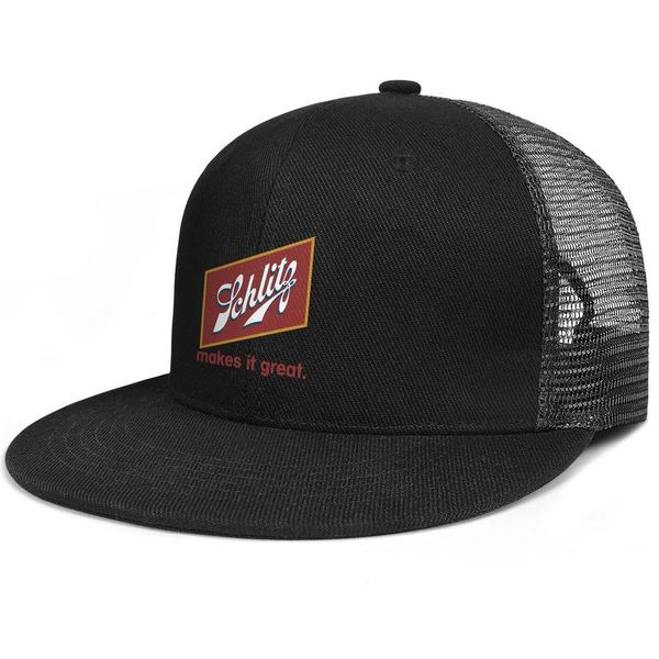 

schlitz beer malt liquor flat brim trucker cap plain vintage baseball hats logo american flag beer when you're out of schlitz,, Blue;gray