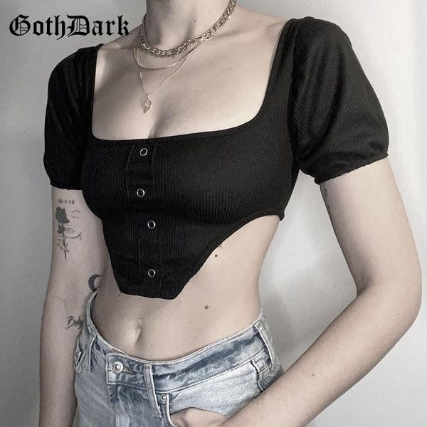 

goth dark mall gothic grunge aesthetic women t-shirts punk black bodycon short sleeve crop summer backless streetwear women's t-sh, White