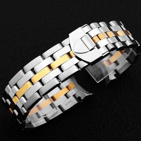 

watch bands accessories band for glamour men bracelet solid stainless steel strap arc mouth safety buckle 21mm, Black;brown