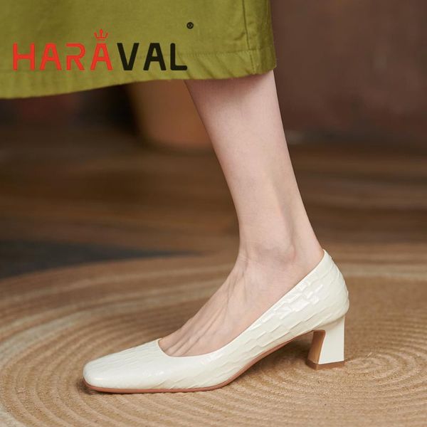 

dress shoes haraval women pumps high heels white brown mary janes patent leather office lady & career summer footwear shoe b379, Black
