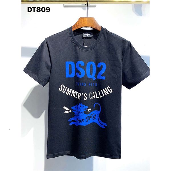 

2021ss short sleeve t-shirt men's d2 letter print spring and summer fashion italian trend medium long round neck top, White;black