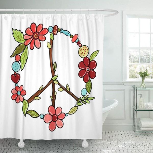 

shower curtains colorful 1970s peace sign flowers in boho 60s 70s curtain waterproof polyester fabric 72 x inches with hooks
